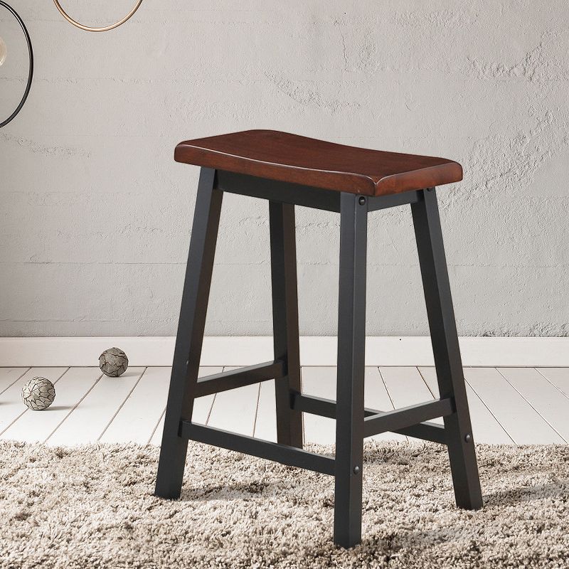 Tangkula Set of 2 Bar Stools 24"H Saddle Seat Pub Chair Home Kitchen Dining Room Brown, 4 of 7