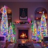 ACEPANO 5-Piece Pre-Decorated Pencil-Shaped Christmas Tree Set with Snowflake Effect & 1,820 Branch Tips for Holiday Decorations-Green - 2 of 4