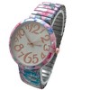 Olivia Pratt Big Dial Easy Reader Watch Floral Elastic Stretch Band Wristwatch Women Watch - 2 of 3