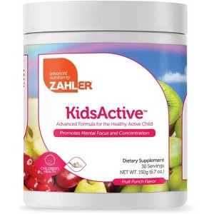 Zahler KidsActive Kids Concentration Formula Powder, an All-Natural Support for Focus & Attention, Certified Kosher Fruit Punch Flavor - 30 Servings - 1 of 3