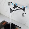 DOMETOUR Pot Filler Faucet Wall Mount Free-swivel Arm Design Double Handles - 3 of 4
