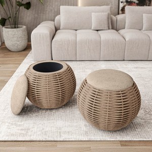 Techni Home Natural Woven Ottoman with Storage - 1 of 4