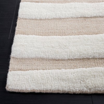 Ivory Beige Hand-Knotted Wool Shag Area Rug 4' x 6'