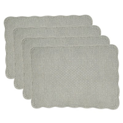Light Gray Quilted Cotton Rectangle Placemats Set of 4