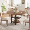 Round Dining Table for 4-6, Wooden Round Kitchen Table,3-Layer Modern Dinner Table with Storage Shelves, for Dining Room, Living Room(Table Only) - 2 of 4