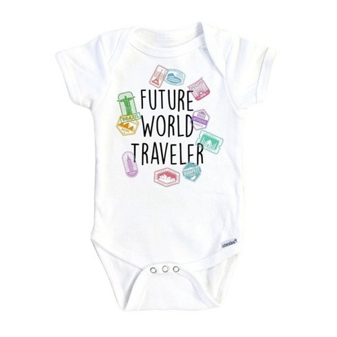 Traveler Stamps Onesie® Baby Boy Girl Clothes Infant Bodysuit Funny Cute Newborn GS1 - image 1 of 3