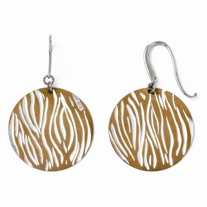 Black Bow Jewelry 29mm Cognac Animal Print Disc Dangle Earrings in Sterling Silver - 1 of 3