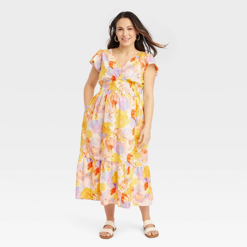 Flutter Sleeve Short Woven Maternity Dress - Isabel Maternity by Ingrid & Isabel™, 3 of 8