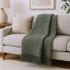HomeRoots 50" X 67" Olive Green Cotton Blend Woven Throw Blanket with Fringe - 2 of 4