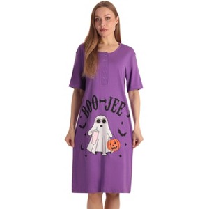 Just Love Womens Nightgown - Short Sleeve Henley Oversized Sleepwear Gown - 1 of 1