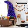 Tangkula 7FT Pre-lit Exotic Halloween Tree, Artificial Black Hinged Tree w/400 LED Lights & 8 Lighting Modes, Seasonal Holiday Tree for Christmas - 3 of 4