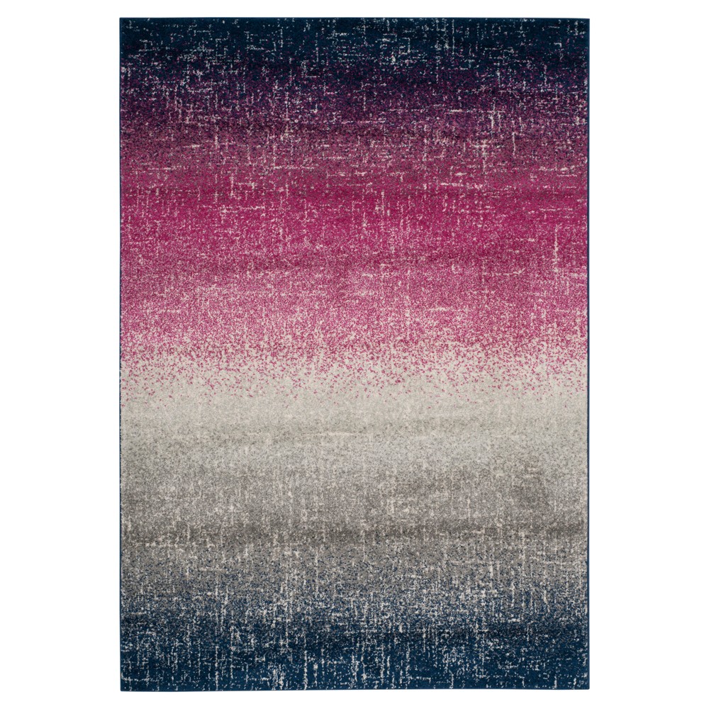 6'7inx9'2in Fuchsia/Navy Abstract Loomed Area Rug - Safavieh