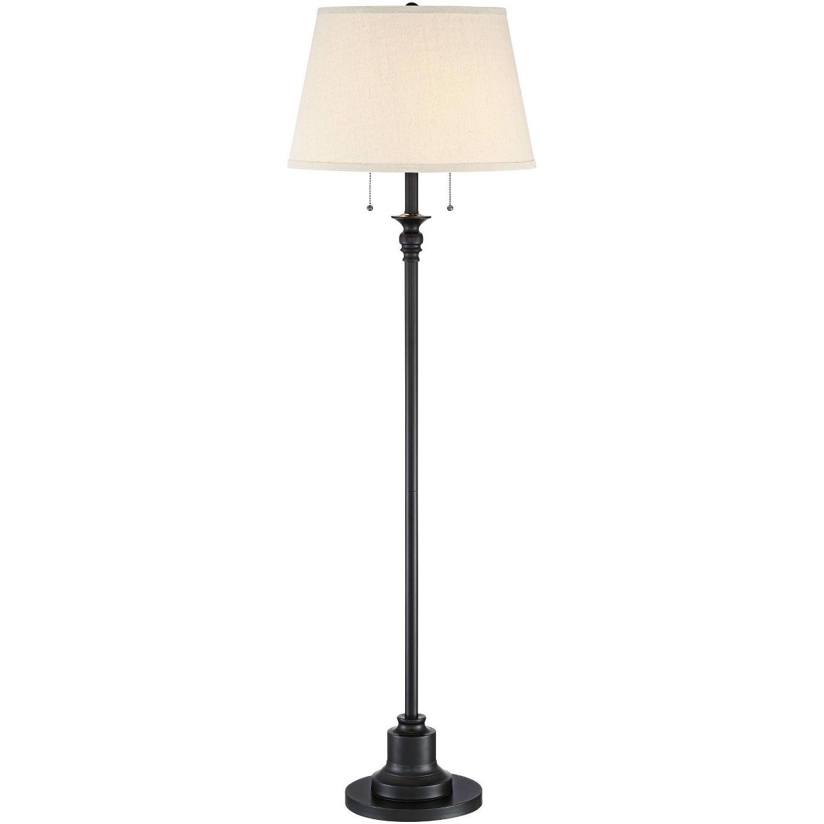 360 Lighting Spenser Rustic Farmhouse Floor Lamp 58" Tall Oiled Bronze Metal Off White Linen Empire Shade for Living Room Bedroom Office House Home