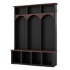 TIRAMISUBEST 58/77 inch Farmhouse Hall Tree Arched Walnut Storage Bench with Hooks and Shoe Cubbies 4-in-1 Safety - 4 of 4