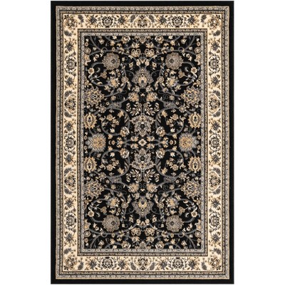 Black Rectangular Washable Synthetic Indoor Rug 5' x 8'