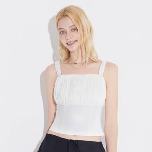 Women's Slim Fit Ruched Bodice Cami - Wild Fable™ White L : Target