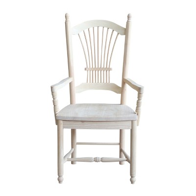 Traditional Sheafback Solid Wood Dining Chair in Unfinished Brown