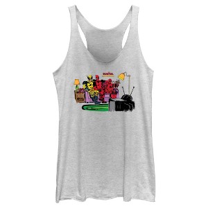 Women's Marvel: Deadpool & Wolverine Family Watching TV Racerback Tank Top - 1 of 4