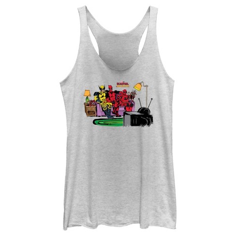 Women's Marvel: Deadpool & Wolverine Family Watching TV Racerback Tank Top - image 1 of 4