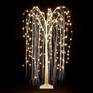 LuxenHome Lighted LED 3.9Ft White Willow Tree, Artificial Willow Tree with Metal Base - 1 of 4