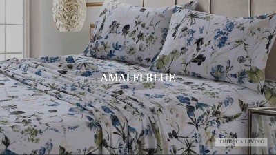Lisbon Gray Floral Cotton Full Sheet Set with Deep Pockets