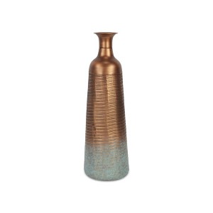 HomeRoots 24" Copper And Teal Abstract Tapered Metal Table Vase - 1 of 4