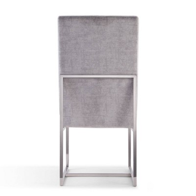 Gray Velvet Upholstered High-Back Arm Chair with Metal Frame