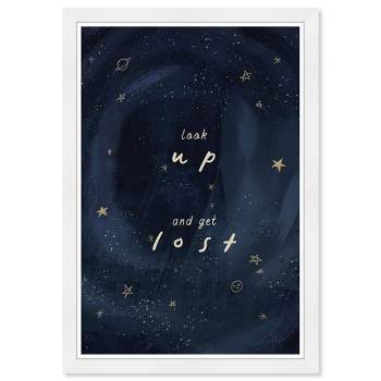15" x 21" Look Up And Get Lost Astronomy and Space Framed Art Print - Wynwood Studio