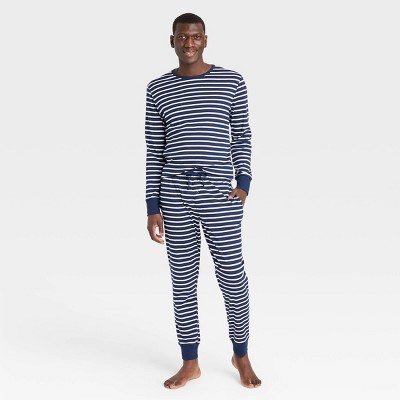 Men's Striped 100% Cotton Matching Family Pajama Set - Navy S