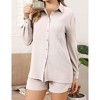 Womens 2 Piece Sets Long Sleeve Lightweight Button Down Shirts with Shorts Lightweight Crinkled Cooling Fabric Sets - 3 of 4