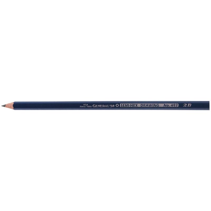 Generals Hexagonal Drawing Pencils, 2B Thin Tip, Black, Pack of 12, 1 of 2