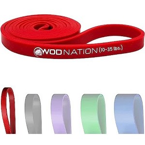 WOD Nation Single Pull Up Assistance Band (10 - 35lbs Red Band) - Best for Pullup Assist, Chin Ups - 41" Straps - 1 of 4