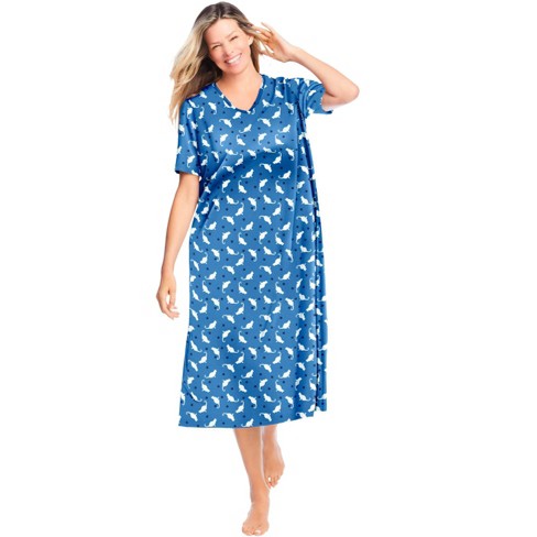 Dreams & Co. Women's Plus Size Short-sleeve Sleepshirt - M/l, Blue : Target