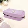 Unique Bargains Corduroy Rectangular Letter Makeup Bag Pink Purple 1 Pc - 3 of 4