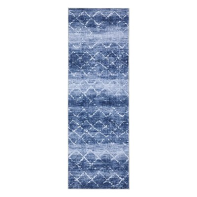Modern 2x6 Machine Washable Runner Rug for Hallway Geometric Non Slip Backing Rug Ultra Soft Thin Striped Foldable Rug for Entryway Laundry Kitchen