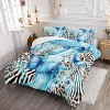 Blue Butterfly Comforter Set Queen – 3Pcs Bedding with Leopard & Zebra Print, Marble Pattern Quilt Set with 2 Pillowcases, All Season - 3 of 4