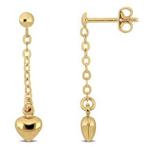EVERLY JEWELRY | 14k Yellow Gold Heart On Rolo Chain Drop Earrings - 1 of 4