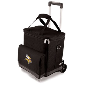 NFL Minnesota Vikings Cellar Six Bottle Wine Carrier and Cooler Tote with Trolley - 1 of 4