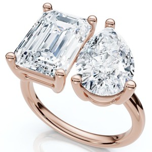 Pompeii3 Certified 4.60Ct Pear & Emerald Toi et Moi Diamond Ring 14k Gold Lab Created - 1 of 2