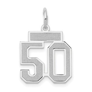 Black Bow Jewelry 14k White Gold, Jersey Collection, Small Number 50 Pendant - 1 of 4