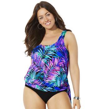 Swimsuits For All Women's Plus Size Ambition Long Sleeve Cropped Bikini  Top, 22 - Palm Print : Target