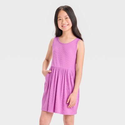 Girls' Rib Tank Dress - Cat & Jack™ Hot Pink
