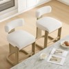 Spruce&Spring Upholstered Boucle Counter Stool with Solid Wood Frame, Set of 2, Pearl, Yellowish Grey Wood - 4 of 4
