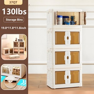 Musment Stackable Plastic Storage Bins with Lids -  Foldable Storage Boxes with Doors & Wheels, Portable and Lockable Organizer Boxes for Living Room - 1 of 4