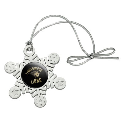 Lindenwood University Lions Logo Metal Snowflake Christmas Tree Holiday Ornament