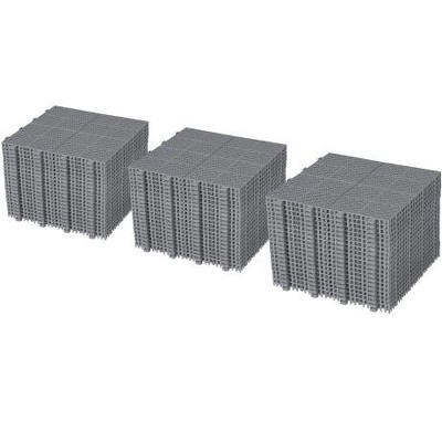 Dolonm 12"x12" Gray Interlocking Deck Tiles - Rosette Pattern, Waterproof & Anti-Slip, Supports 6613 LBS
