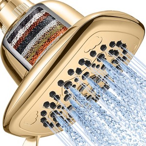 Cobbe Filtered 7 Modes High Pressure Shower Heads, 16 Stage Shower Head Filter for Hard Water for Remove Chlorine, Egyptian Gold, 6 Inch Square - 1 of 4