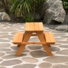 Gardenised Wooden Kids Outdoor Picnic Table for Garden and Backyard, Stained - 4 of 4