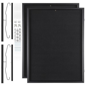 VEVOR 2PCs Jersey Display Frame Case, 23.3x31.2x1.5 in, Large Lockable Sport Jersey Shadow Box with 98% UV Protection PC Glass and Hangers, Black - 1 of 4