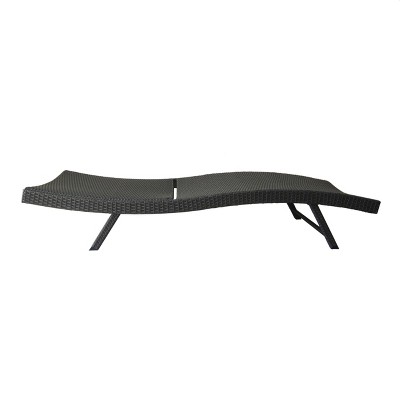 Gray Wicker Outdoor Adjustable Chaise Lounge with Iron Frame